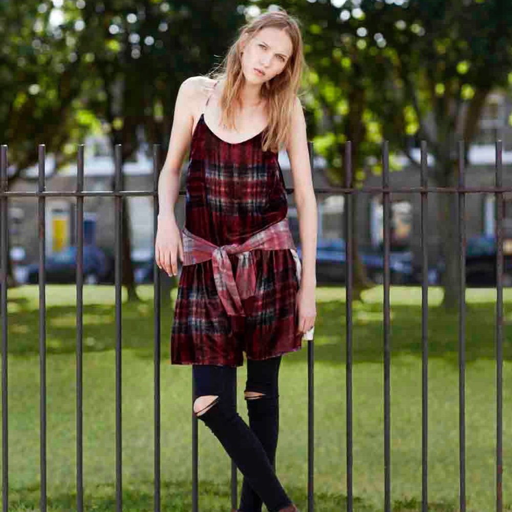 ASOS Plaid Velvet Mini Dress - Women's US Size 4